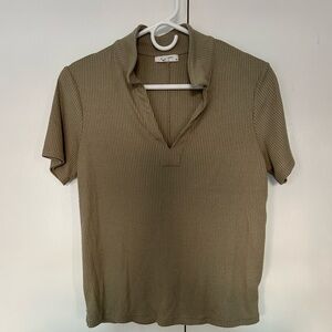 Rag & Bone Short Sleeve Polo in Olive Green, size Small
